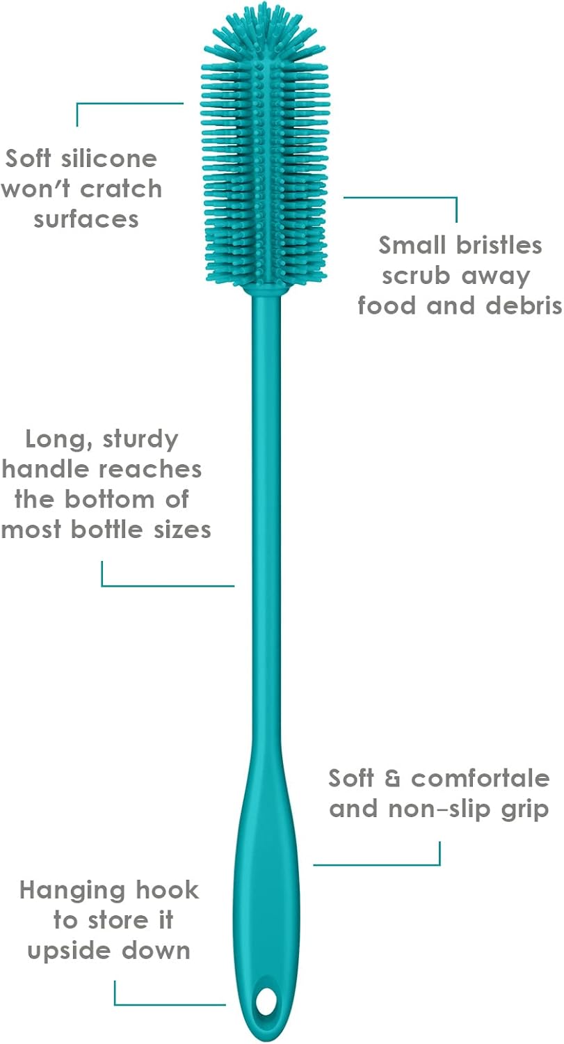 Silicone Bottle Brush, Water Bottle Cleaner Brush with Long Handle, Perfect for Cleaning Narrow