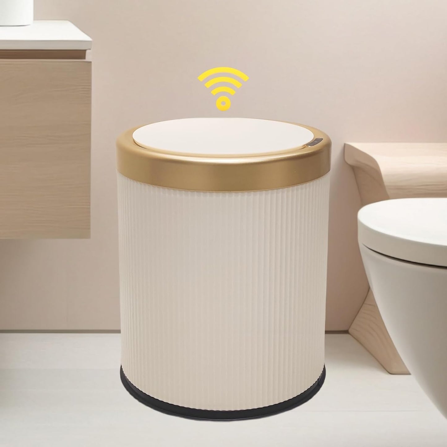 URALFA Automatic Motion Sensor Bathroom Trash Can with Lid, 10.5 Liter / 2.8 Gallon Touchless Trash