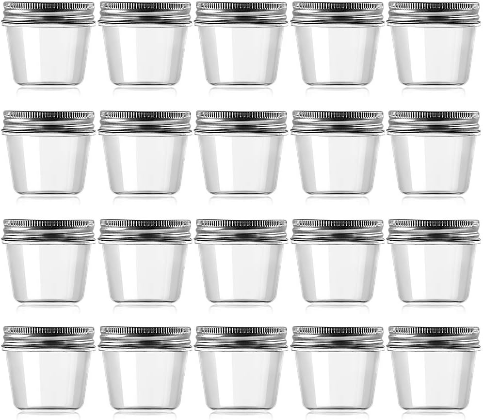 novelinks 4 oz Clear Plastic Jars with Screw-On Lids – Reusable Round Containers for Slime, Food