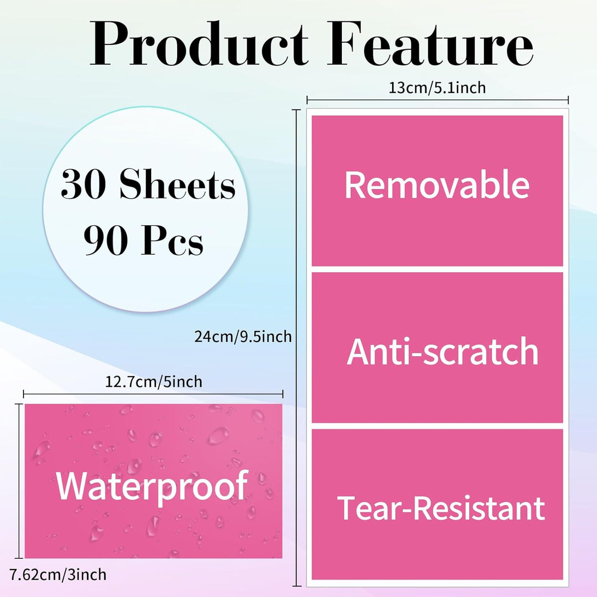 STARLIBOO Removable Colored Labels Stickers, 3X5 Inch Removable Large Label Stickers for Moving