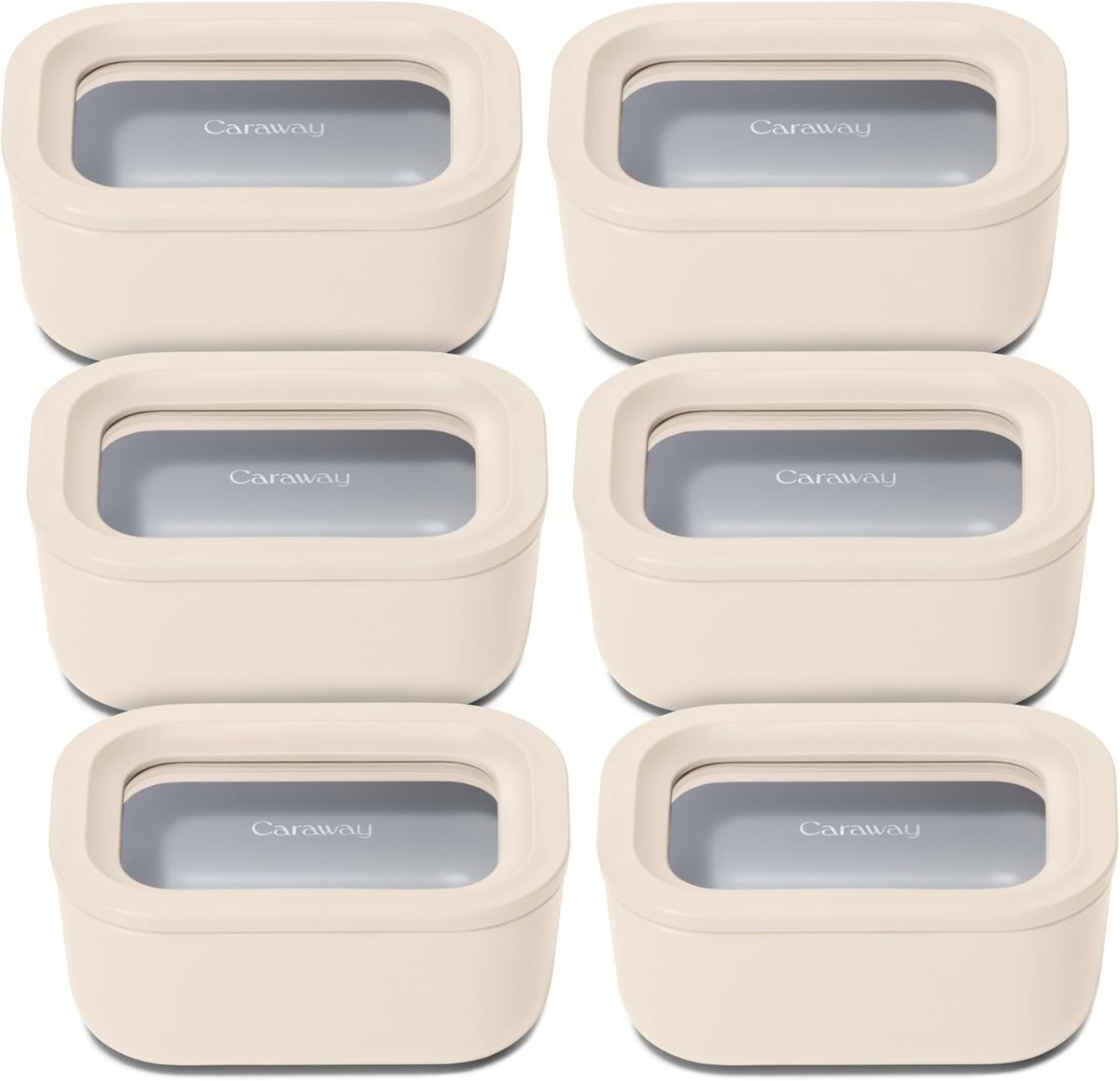 Caraway 6pc Glass Food Storage Set - 2.6 Cup Storage Containers For Food (6) - Non-Toxic