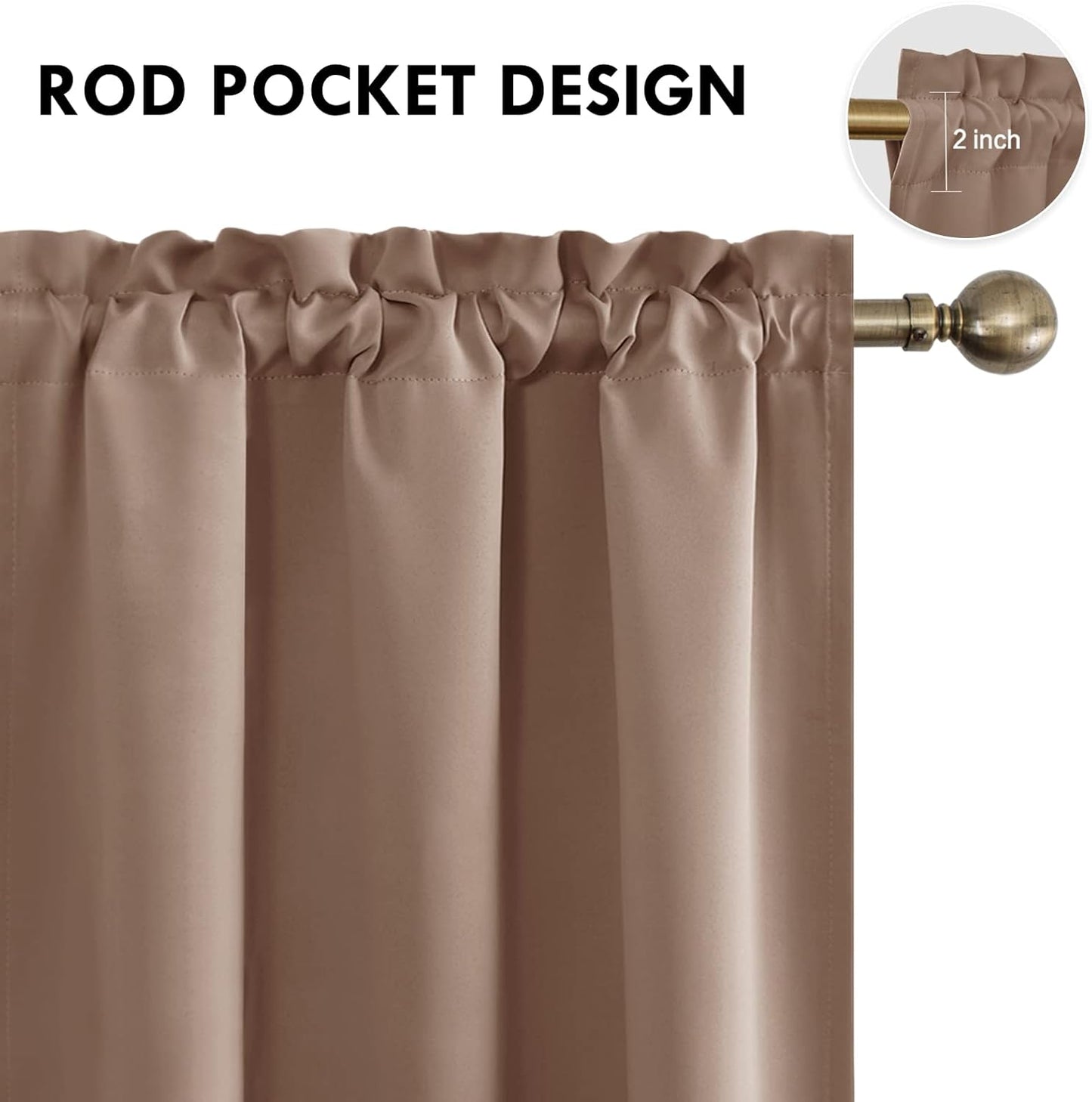DWCN Blackout Curtains Room Darkening Thermal Insulated Bedroom Curtains Window Curtain Panels, 42