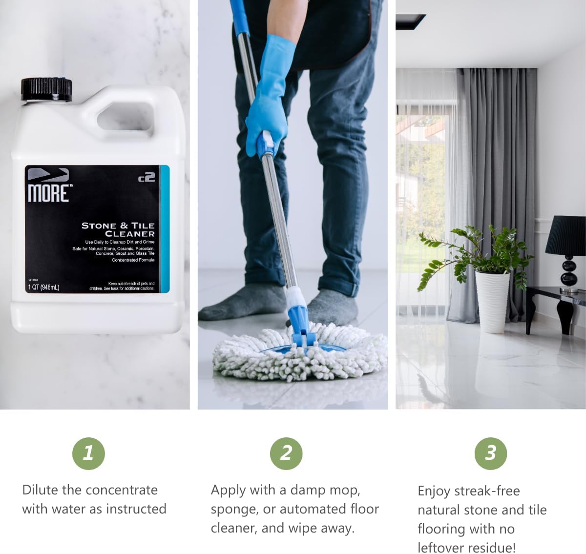 MORE - Stone & Tile Cleaner - Grout & Floor Cleaner for Natural Stone, Marble, Concrete, Ceramic, &