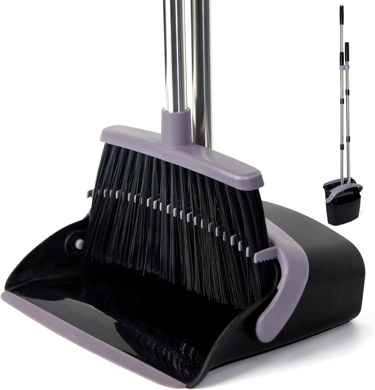 Broom and Dustpan Set, Dustpans with Broom Combo for Home, Heavy Dust Broom and Dustpan Combo, Long