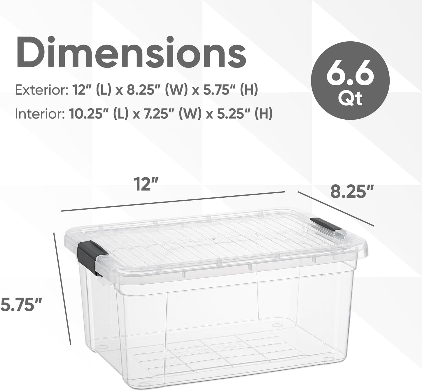 Superio Storage Bins with Lids- 4 Pack, 6.6 Qt Clear Boxes for Organizing, Stackable Plastic