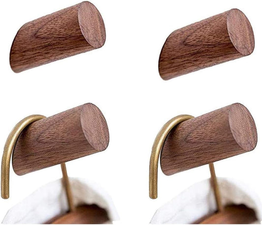 Wood Wall Hooks, 4 Pack Coat Hooks Wall Mounted, Rustic Wooden Heavy Duty Robe Hook Hat Rack, Hooks