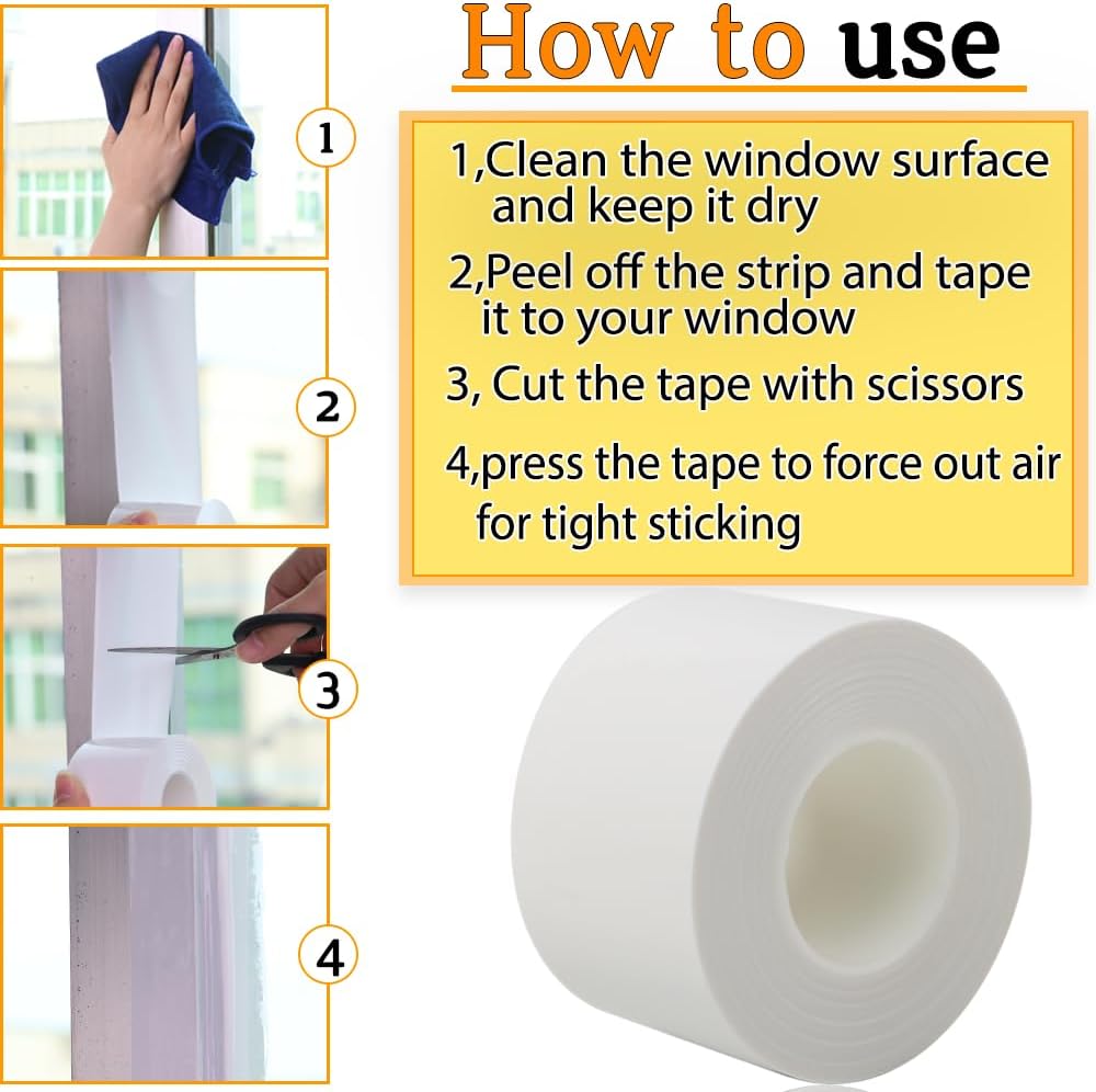 Window Insulation for Winter Weather Sealing Tape 2 Inch x 50 Yards Weather Stripping Residue Free