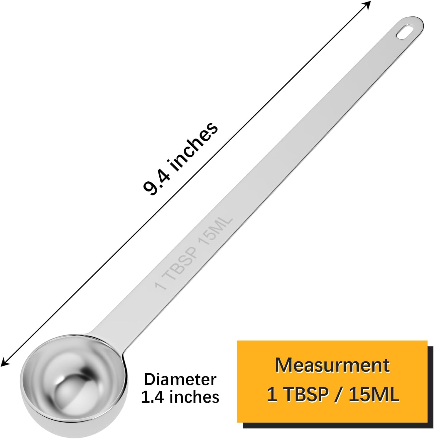 2PCS 1Tbsp(3tsp, 15ml) Extra Long Handle Measuring Spoon, Single Stainless Steel Individual Measure