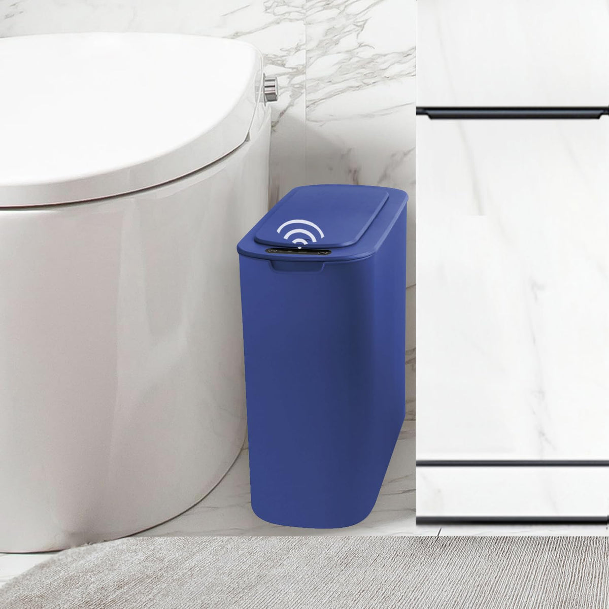 Automatic Motion Sensor Bathroom Trash Can with Lid, 2.6 Gallon Touchless Trash Bin, Smart Garbage