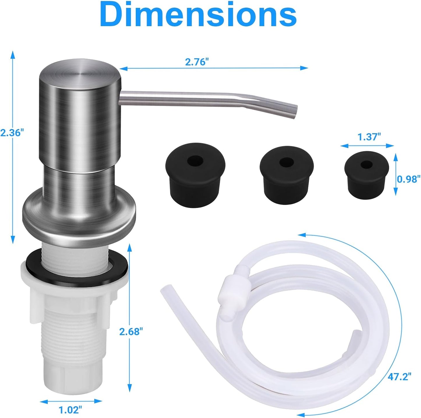 Soap Dispenser Kitchen Sink, Sink Soap Dispenser, 47" Extension Tube kit, Dish Soap Dispenser Pump