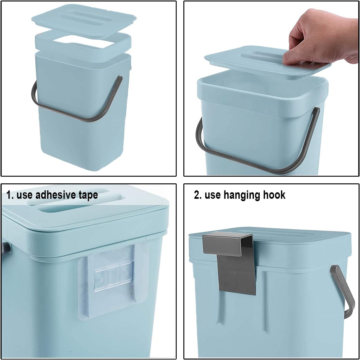 LALASTAR Small Trash Can with Lid, Compost Bin Indoor Kitchen Sealed Under Sink for Kitchen, Food