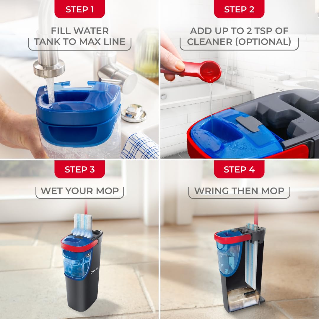 O-Cedar H2prO Flat Mop System | Quick Everyday Cleaning | Dual-Tank Fresh Water System | Machine