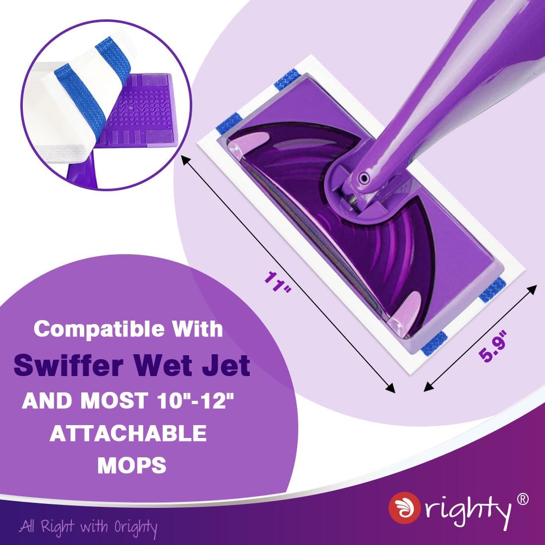 Orighty Dry Mop Pads Refill Compatible with Swiffer WetJet, Multi-Layer Mopping Pads, Multi Surface