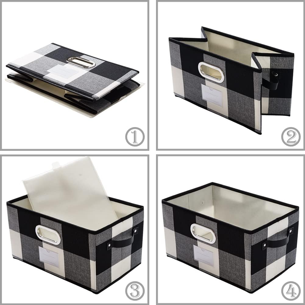 PRANDOM Fodable Storage Bins for Closet [3-pack] Decorative Fabric Storage Baskets Cubes with