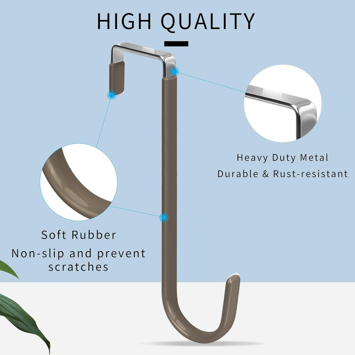 FYY Over The Door Hooks, 4 Pack Upgraded Long Door Hangers Hooks with Rubber Prevent Scratches
