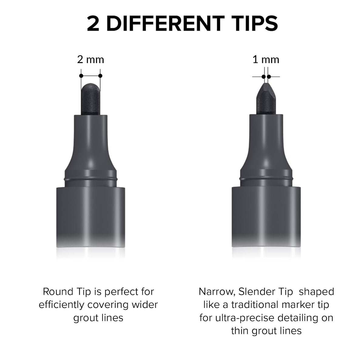 X-Protector Water Based Grout Marker - 2 PCS with 8 Tips, Dark Gray
