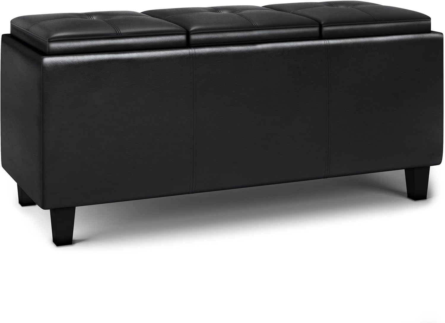 SIMPLIHOME Avalon 42 inch Wide Contemporary Rectangle Tray Storage Ottoman with Lift Up Lids in