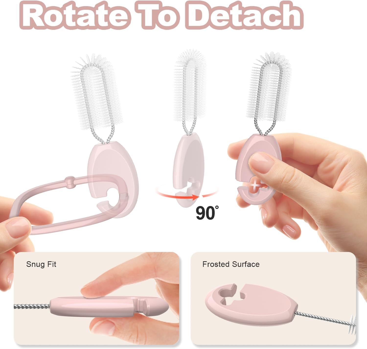 YOTIME Standing Straw Cleaner Brush Set, 4in1 Reusable Straw Brushes with Holder Ring, for Baby