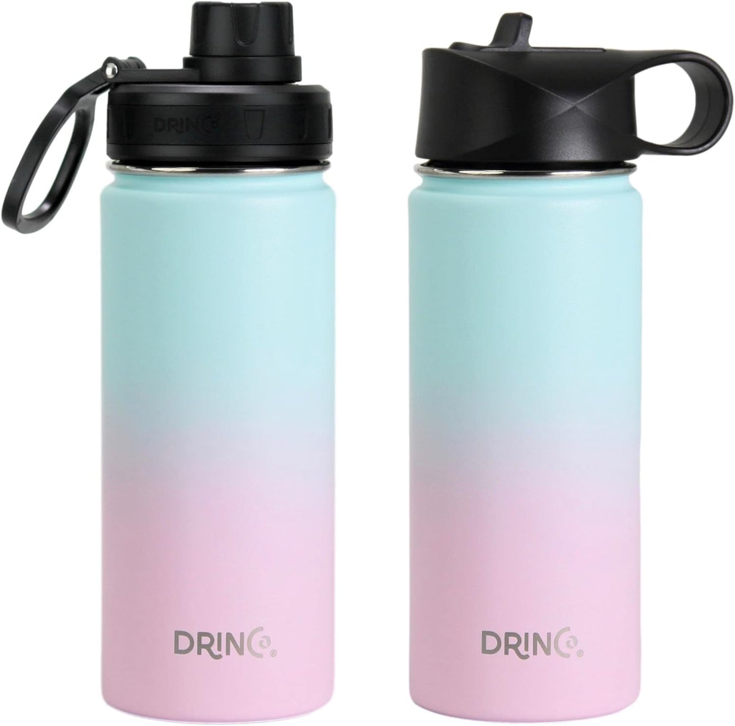 DRINCO Stainless Steel Water Bottle Spout Lid Vacuum Insulated Double Wall Water Bottle Wide Mouth