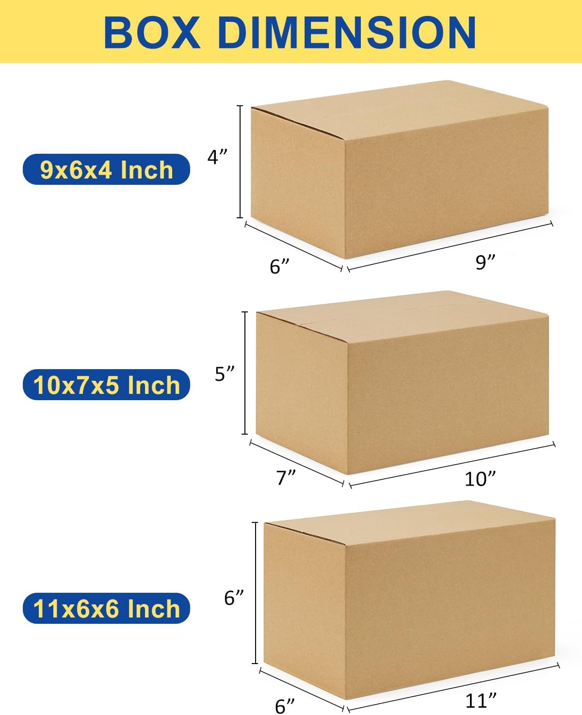 Assorted-Sizes-Shipping-Boxes-45-Pack: 9x6x4 & 10x7x5 & 11x6x6 Small-Shipping-Boxes-Mailers, Brown