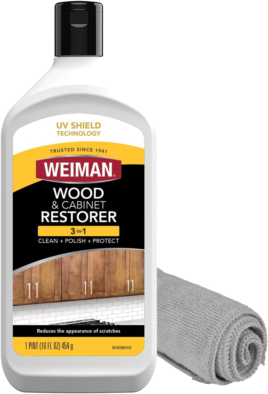 Weiman Wood and Cabinet Restorer 3-In-1 Bundle - Removes Dirt, Residue, Dust, Reduces Scratches