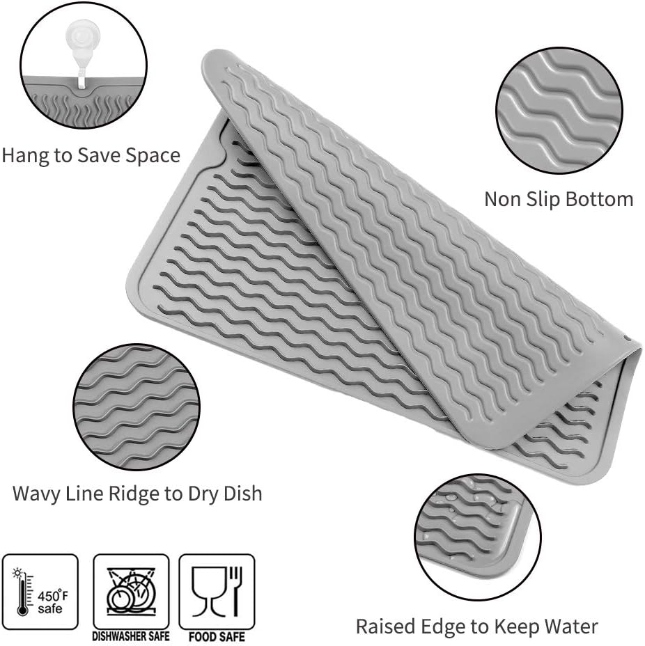 Silicone Dish Drying Mat for Multiple Usage,Easy clean,Eco-friendly,Heat-resistant Silicone Mat for
