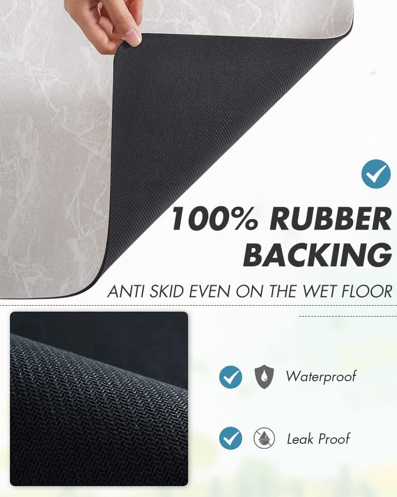 AMOAMI Coffee Mat - Hide Stain, Rubber Backed, Absorbent Dish Drying Mat for Kitchen Counter - Fits