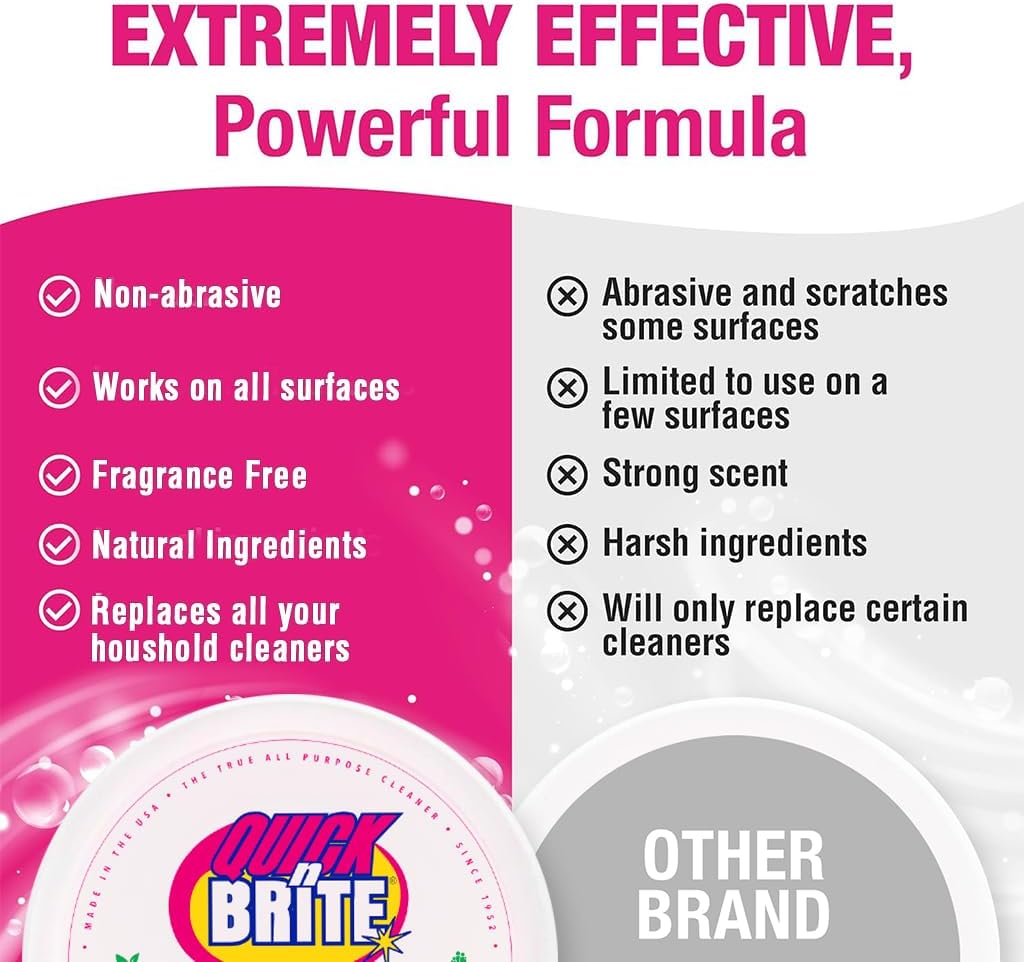 Quick 'n Brite All Purpose Cleaning Paste – Kid & Pet Safe, Powerful Multi-Surface Cleaner for