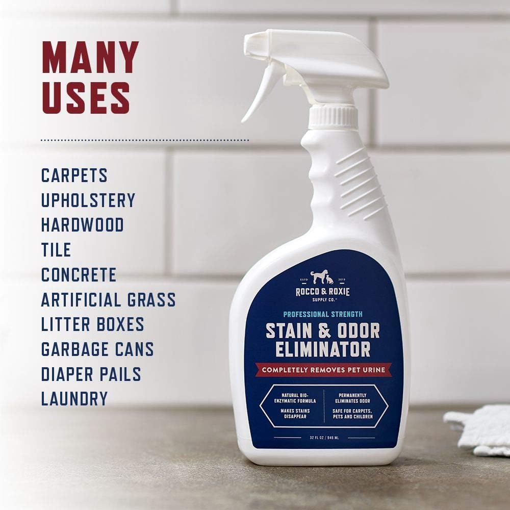 Rocco & Roxie Supply Co. Stain & Strong Odor Eliminator, Enzyme Cleaner, Pet Odor Eliminator for