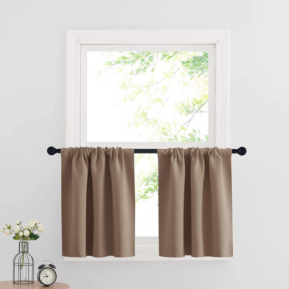 RYB HOME Half Window Curtains Blackout Shades Small Draperies for Living Room, Short Curtains for