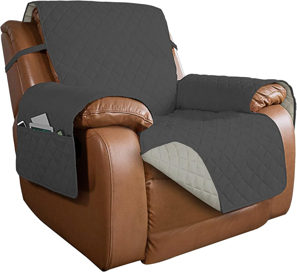 PureFit Reversible Quilted Sofa Cover, Water Resistant Slipcover Furniture Protector, Washable