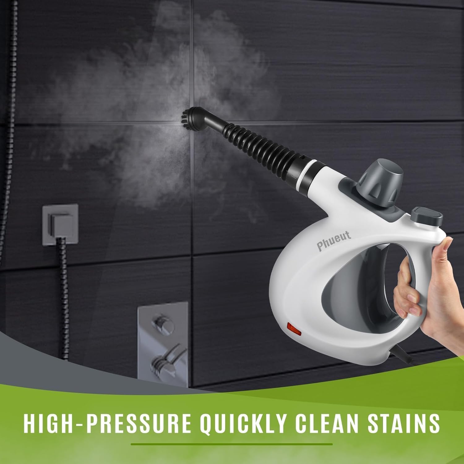 Pressurized Handheld Multi-Surface Natural Steam Cleaner with 12 pcs Accessories, Multi-Purpose