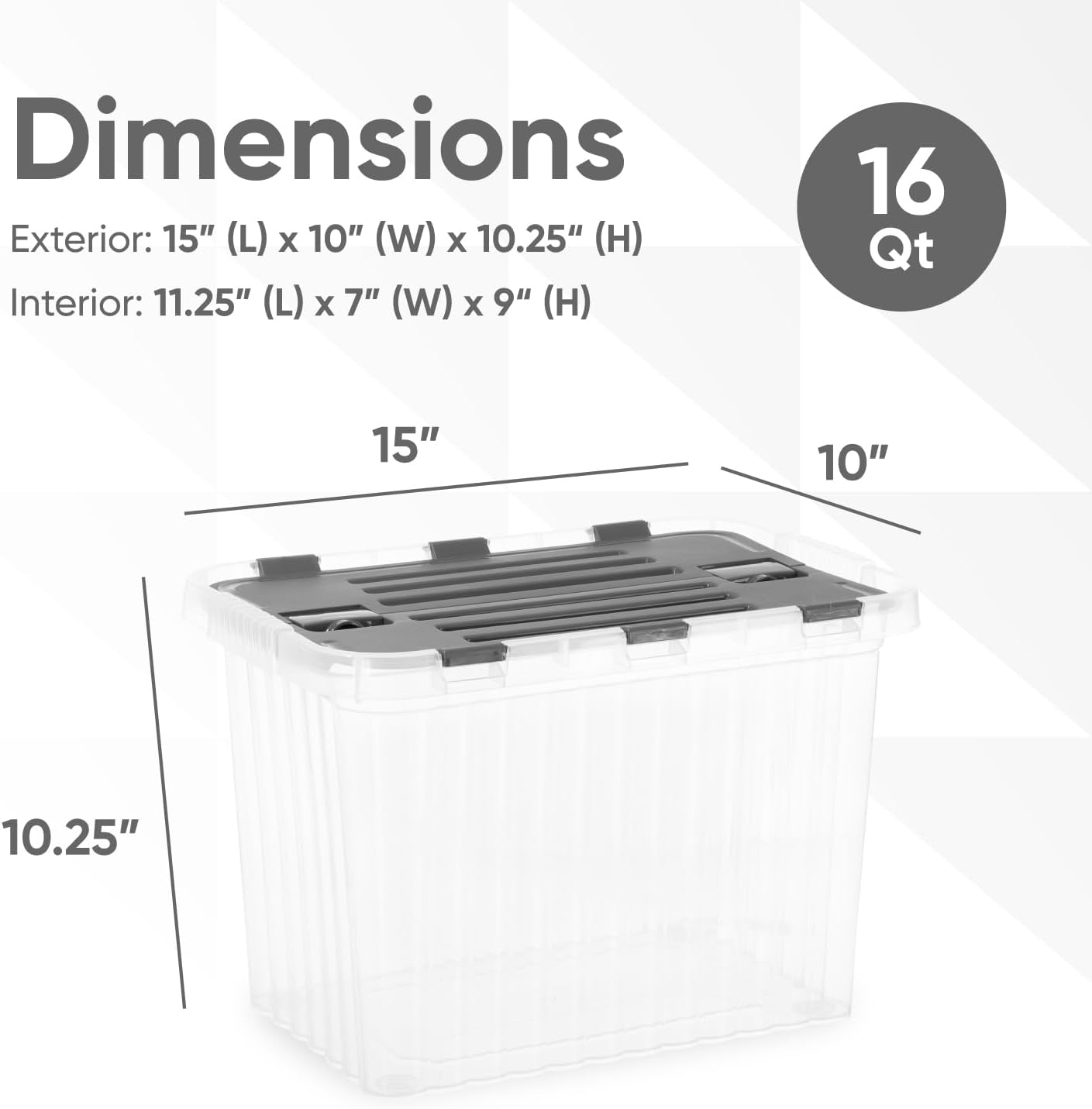 Superio Storage Bins with Lids, Clear Plastic Containers for Organizing, Stackable Totes, BPA Free