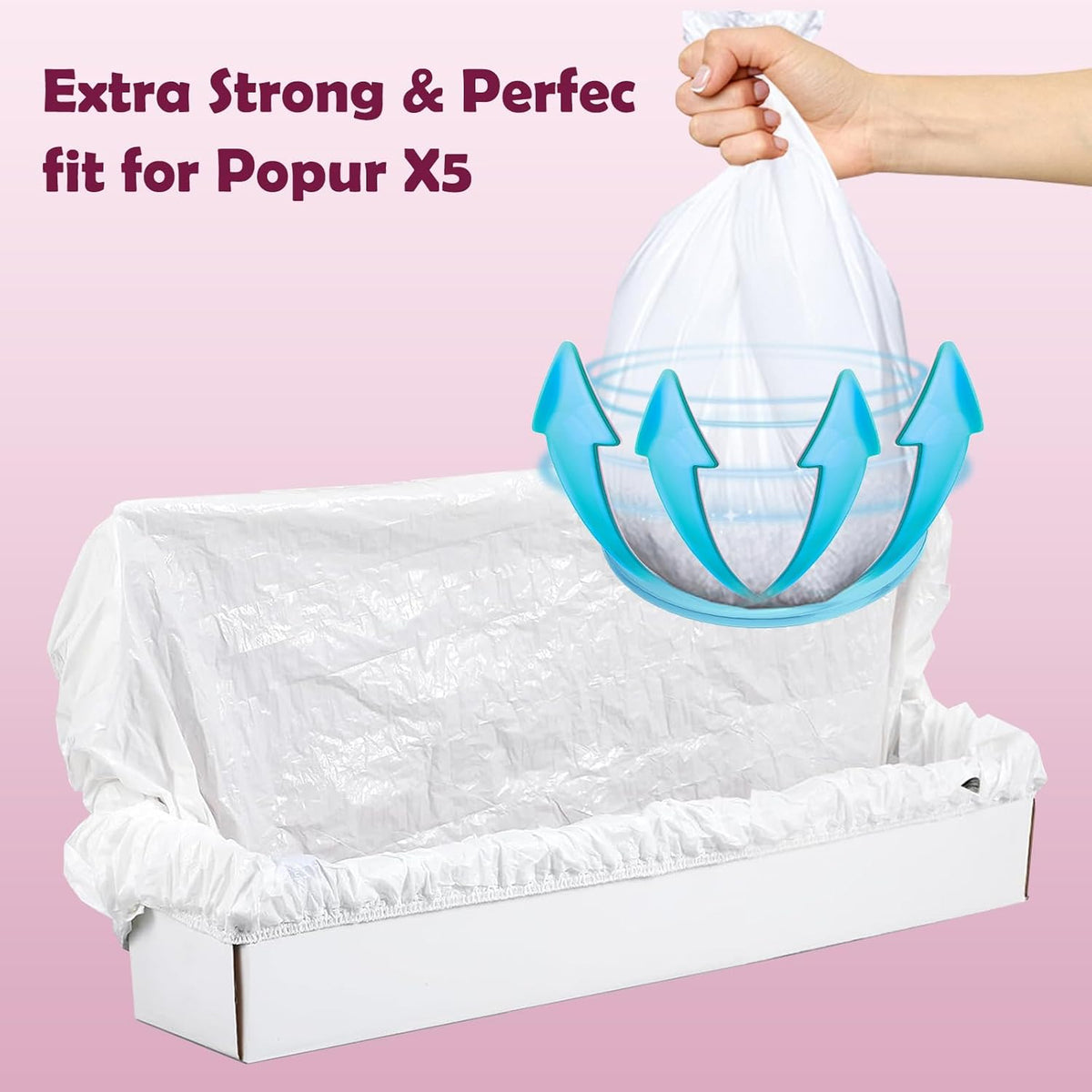 Trash Bags for Popur X5 Litter Box – Thickened, Leakproof Design, 7-Day Odor Control Perfect Fit