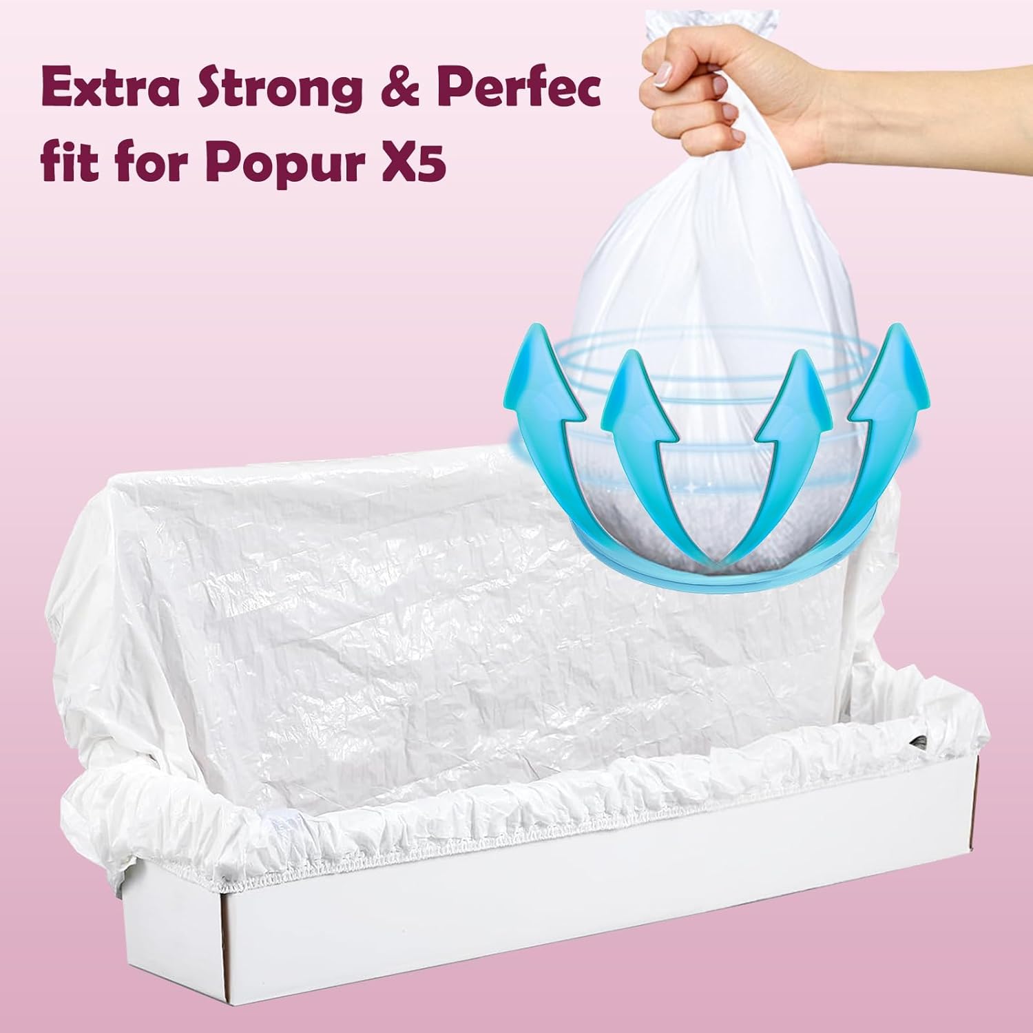 Trash Bags for Popur X5 Litter Box – Thickened, Leakproof Design, 7-Day Odor Control Perfect Fit