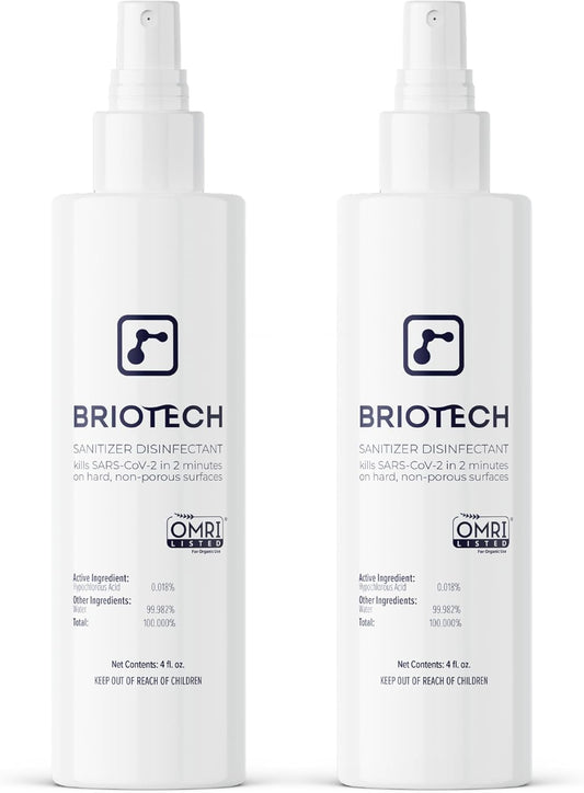 BRIOTECH Sanitizer Disinfectant Hypochlorous Spray, Kill 99.99% of Viruses & Bacteria, Control