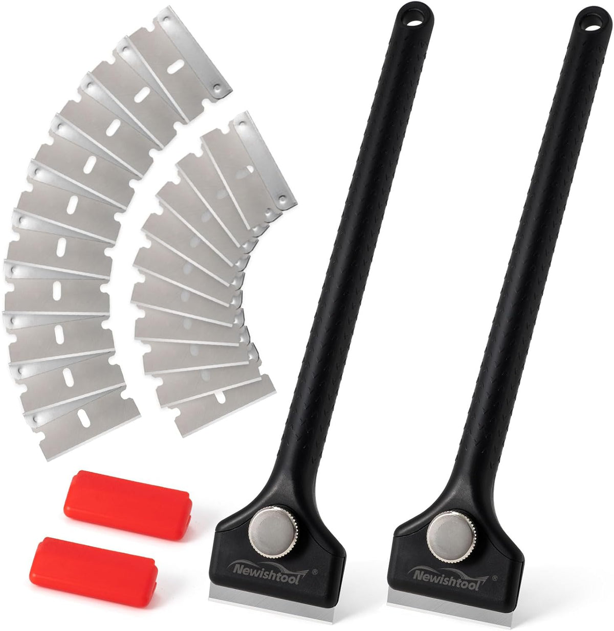 NEWISHTOOL Long Handle Scraper Tool Kit includes 2 Pcs Razor Blade Scraper and 20 PCS 1.5 inch