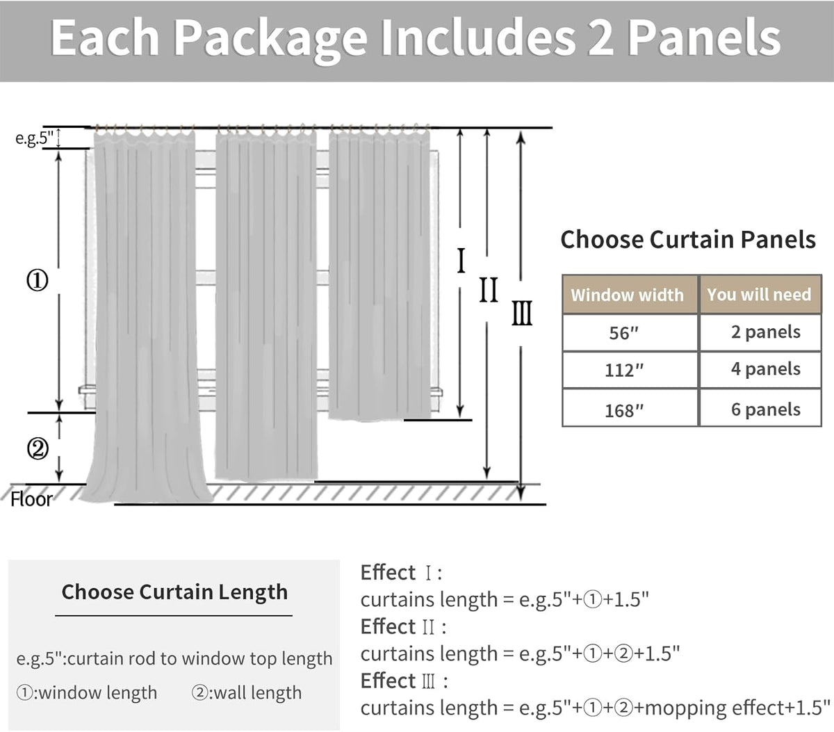 YoungsTex Natural Linen Back Tab Curtains 84 Inch Length 2 Panels - Light Filtering Drapes Rustic