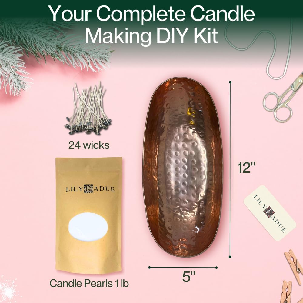 LILY LADUE Sand Candle Kit - 1Lb/16Oz Pearled Candles Sand and Wicks (24) with Copper Holder