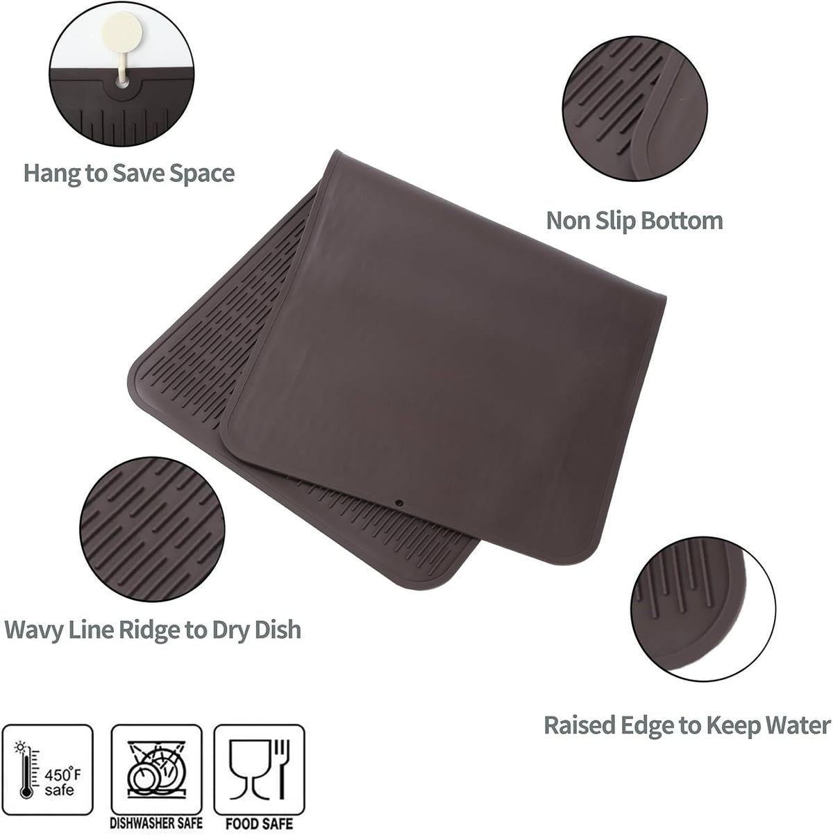 Silicone Dish Drying Mat for Multiple Usage,Easy clean,Eco-friendly,Heat-resistant Silicone Mat for