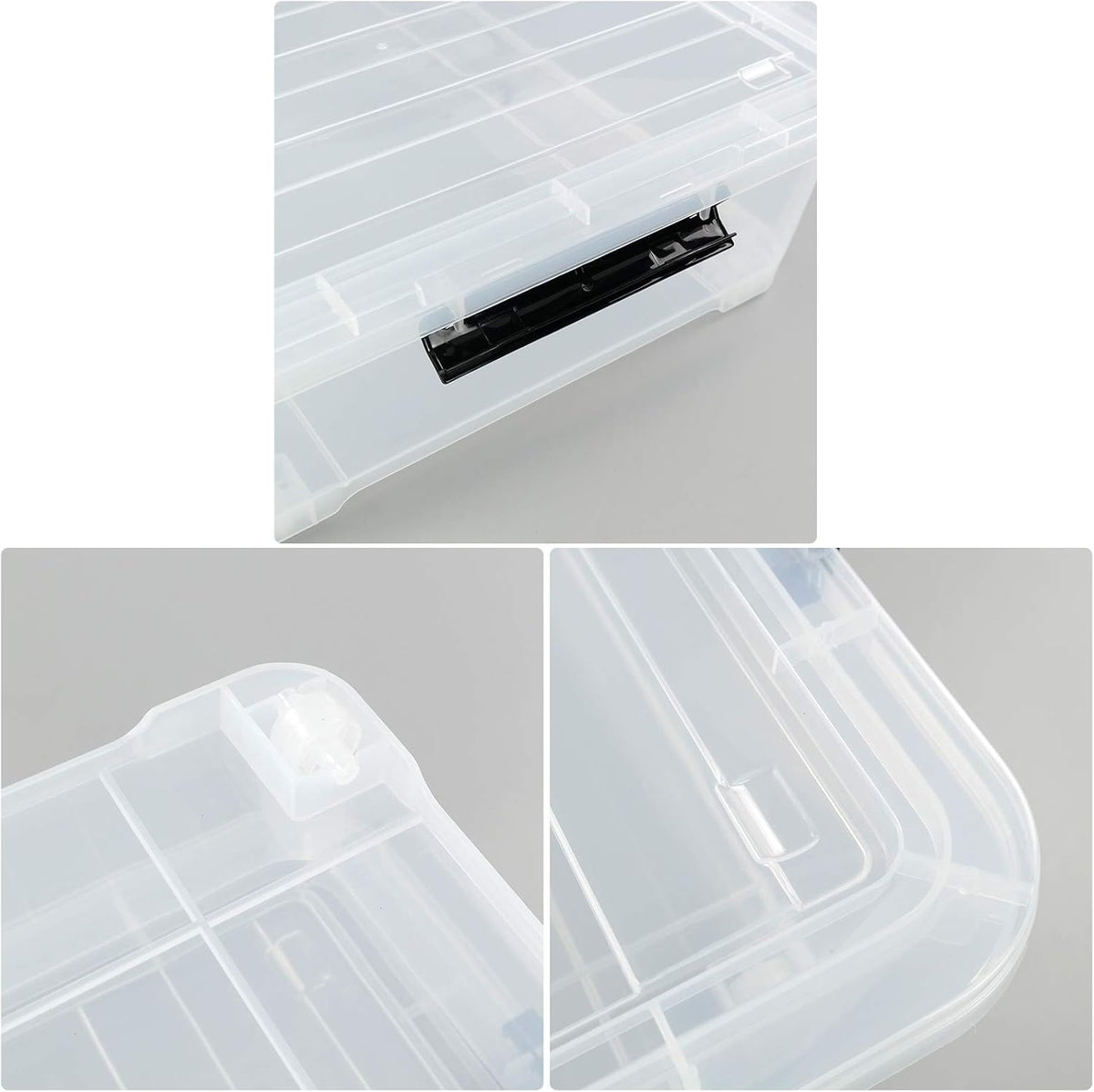 3-Pack Plastic Under Bed Storage Box Container, 40 Quart Clear Stackable Storage Box Wheeled