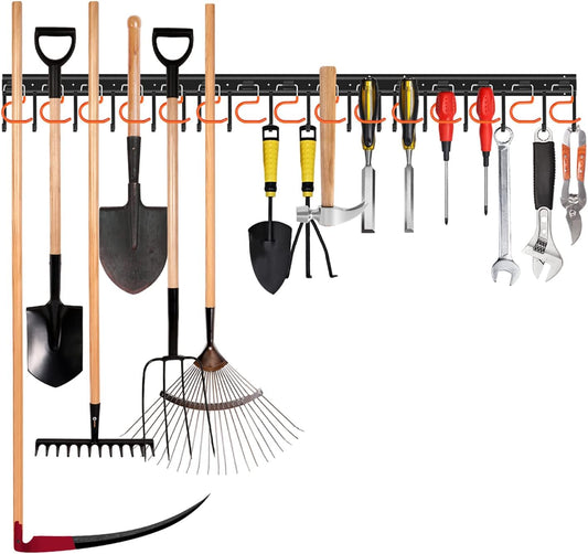 51'' All Metal Garden Tool Organizer Adjustable Garage Tool Organizer Wall Mount Garage Organizers