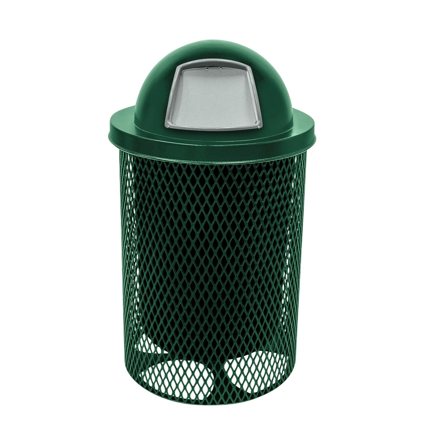 COATEDOUTDOORFURNITURE RDT-TXTGRN Heavy Duty 32 Gallon Round Trash Receptacle, Liner Included