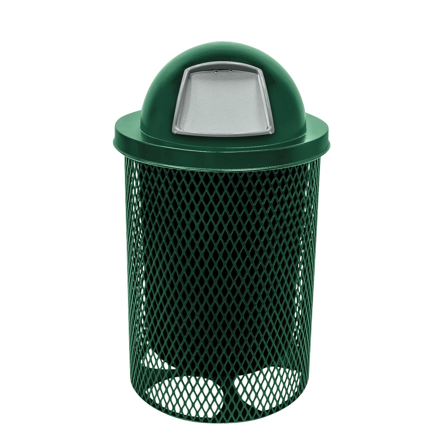 COATEDOUTDOORFURNITURE RDT-TXTGRN Heavy Duty 32 Gallon Round Trash Receptacle, Liner Included