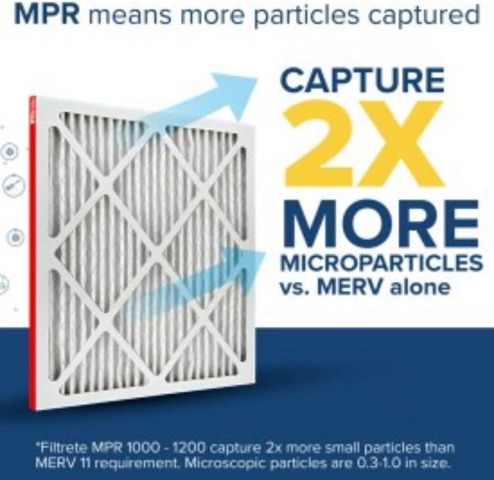 Filtrete 16x24x1 AC Furnace Air Filter, MERV 11, MPR 1000, Micro Allergen Defense, 3-Month Pleated