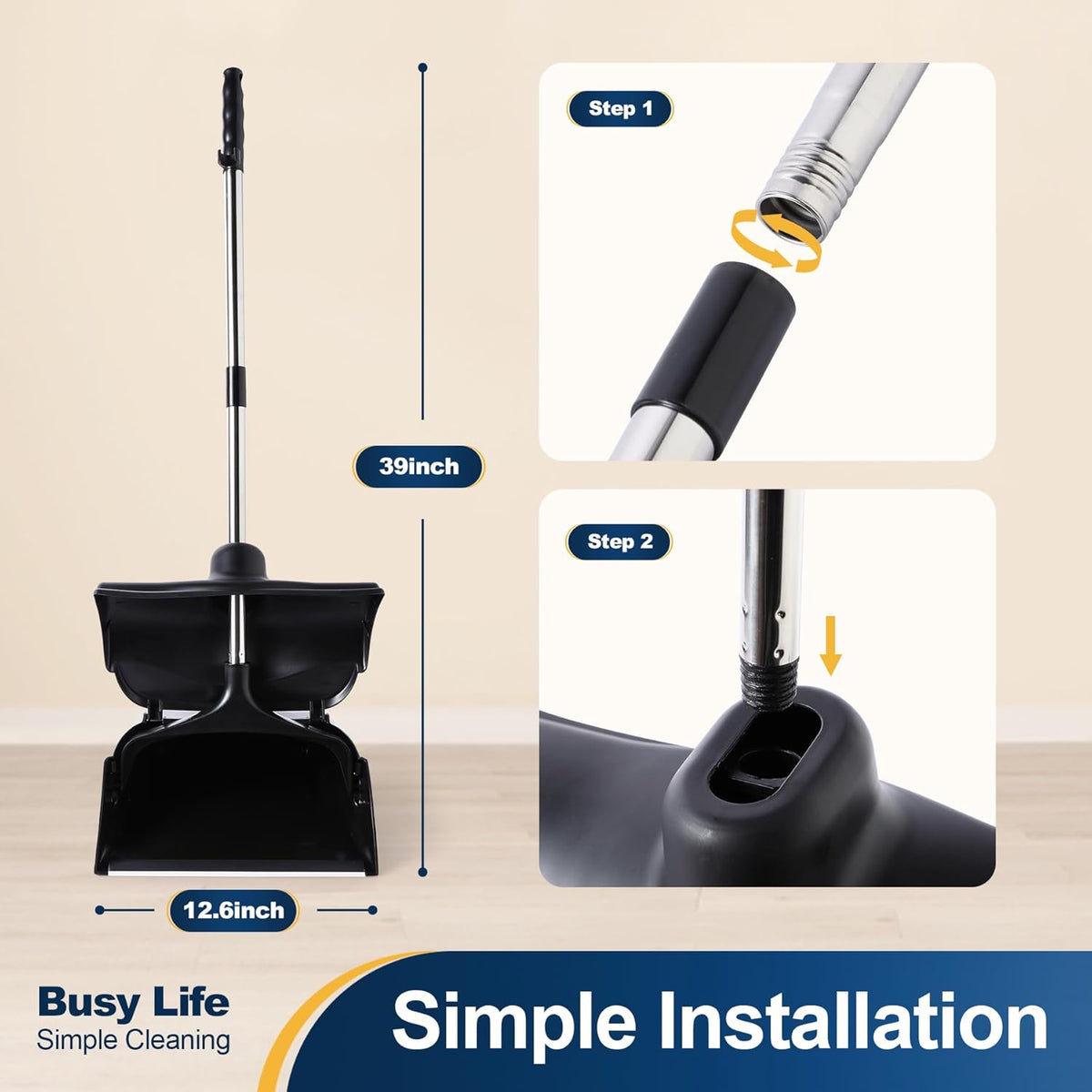 Yocada Commercial Dustpan with Wheels and Windproof Cover Indoor&Outdoor Commercial Dustpan for