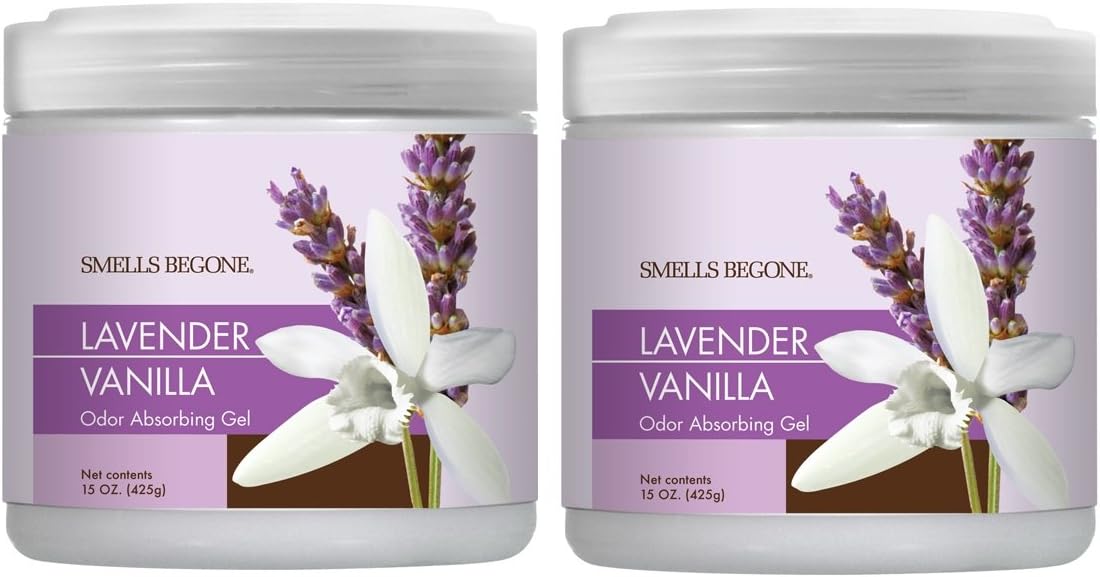 SMELLS BEGONE Air Freshener Odor Absorber Gel - 15 oz, Pack of 2 - Absorbs and Eliminates Odor in