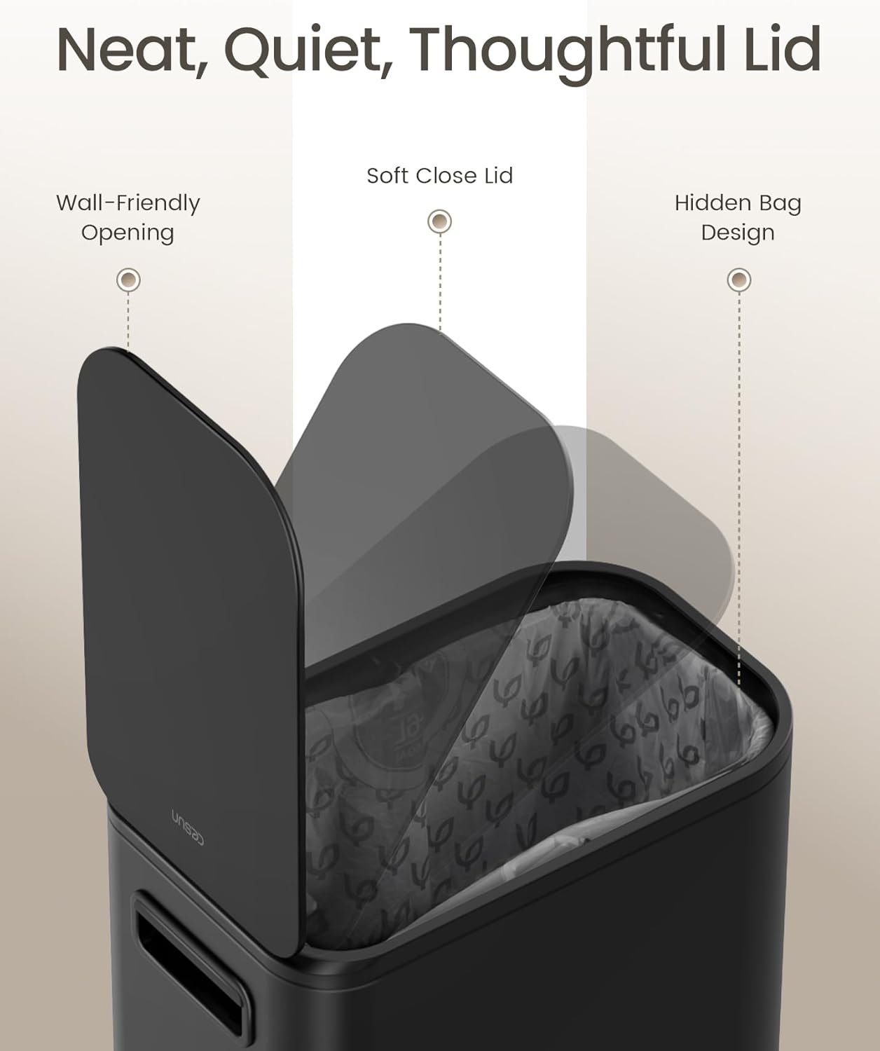 Cesun Small Bathroom Trash Can with Lid Soft Close, Step Pedal, 5 Liter / 1.3 Gallon Stainless