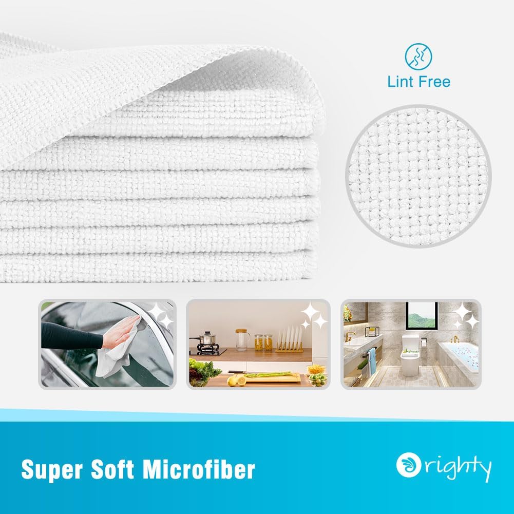Orighty Microfiber Cleaning Cloth, 12 Pack Microfiber Towels for Cars, Highly Absorbent Car