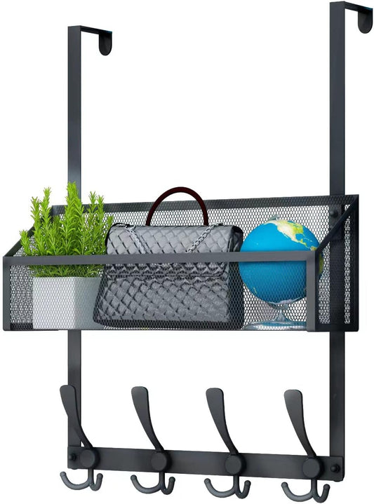 Over The Door Hooks Organizer, Coat Rack Over The Door Storage Hanger Towel Rack, Back of Door
